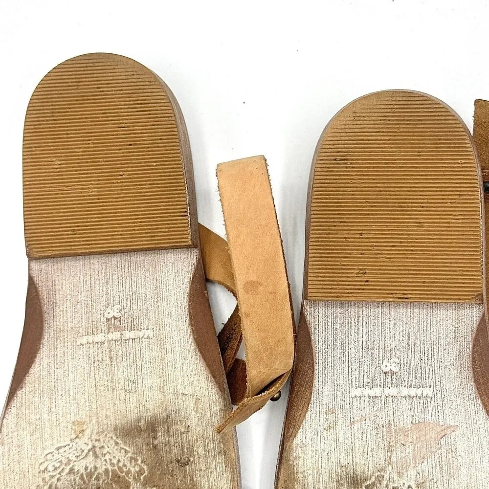 Free People Leather Strappy Flat Sandals Women’s Size EU 39 US 9 Boho Brown